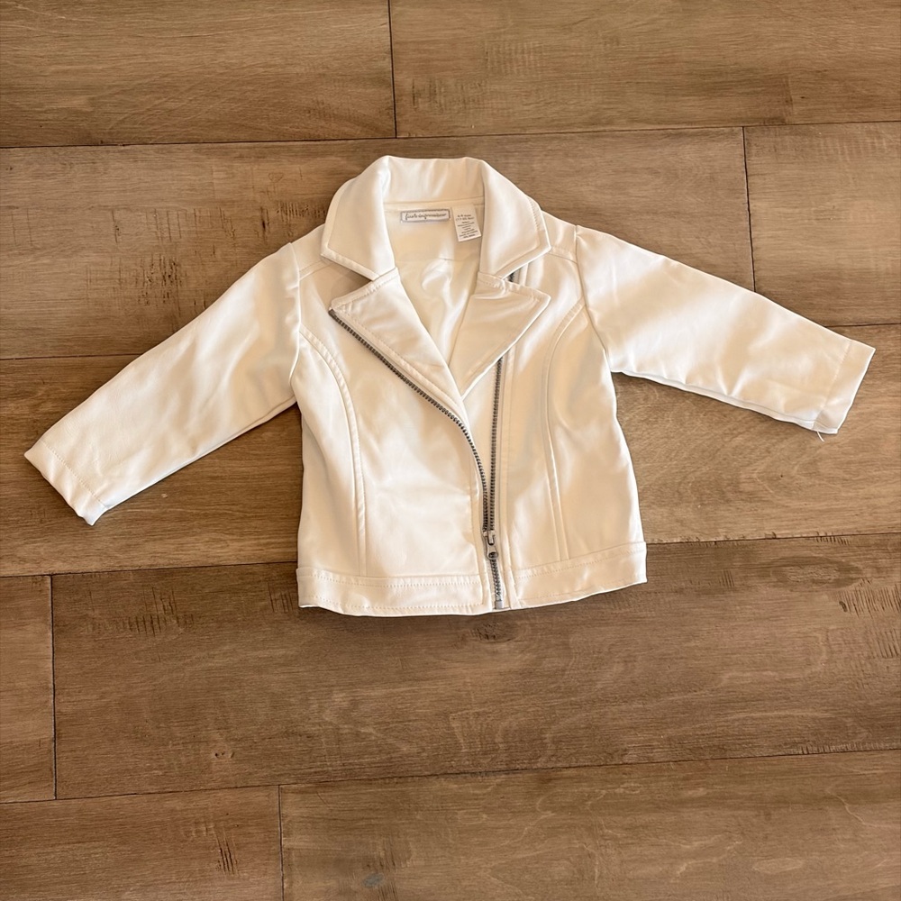 White Faux Leather Jacket 6-9M